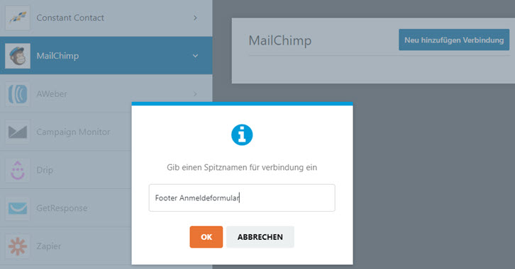 WPforms Integration benennen