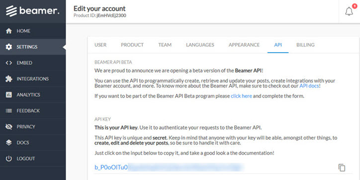 Beamer API Key