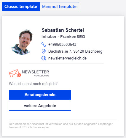 Fertige E-Mail Signatur Vorlagen