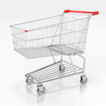 Einkaufswagen vor einem weißen Hintergrund.