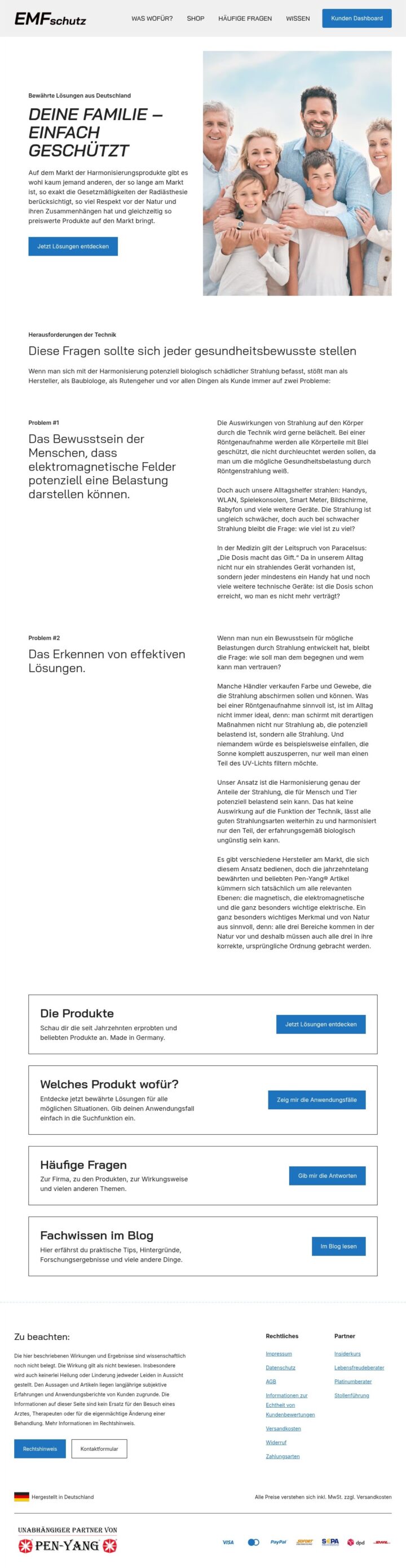 Webseite für Familien mit Tipps zu Gesundheit, Technik und Produkten, inklusive Blog, FAQs und Produktbewertungen.