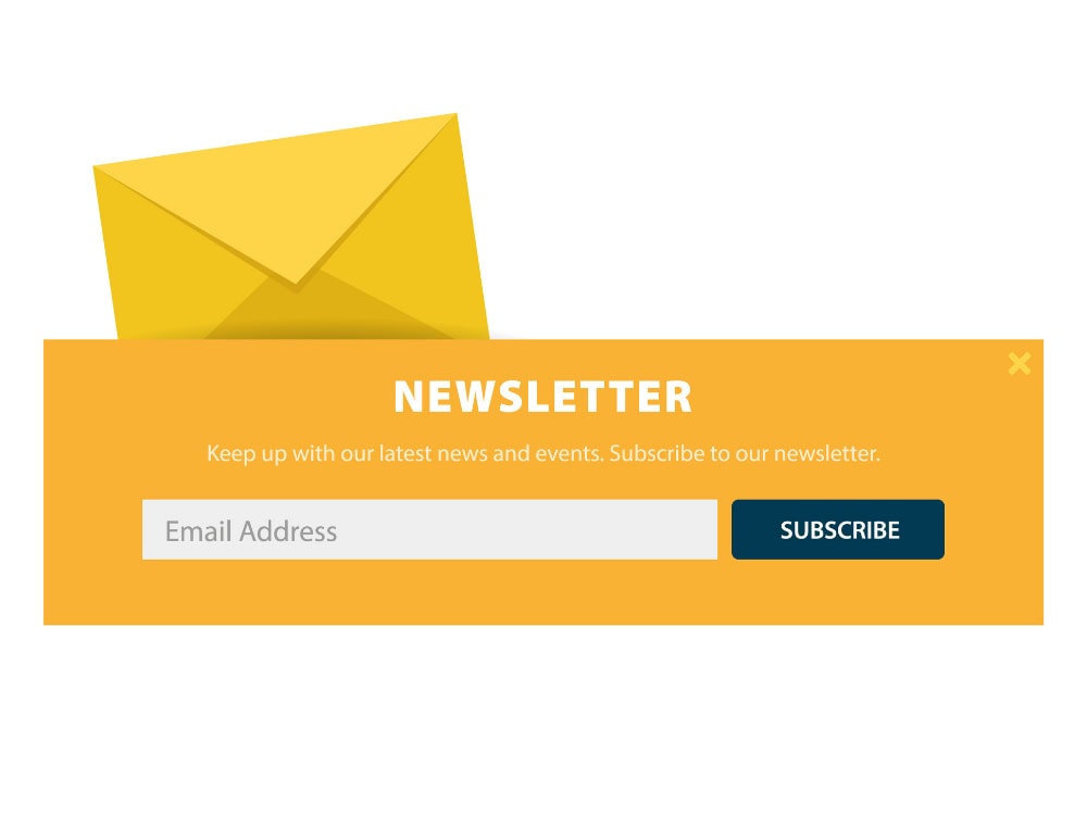 Newsletter-Anmeldung mit E-Mail-Feld.