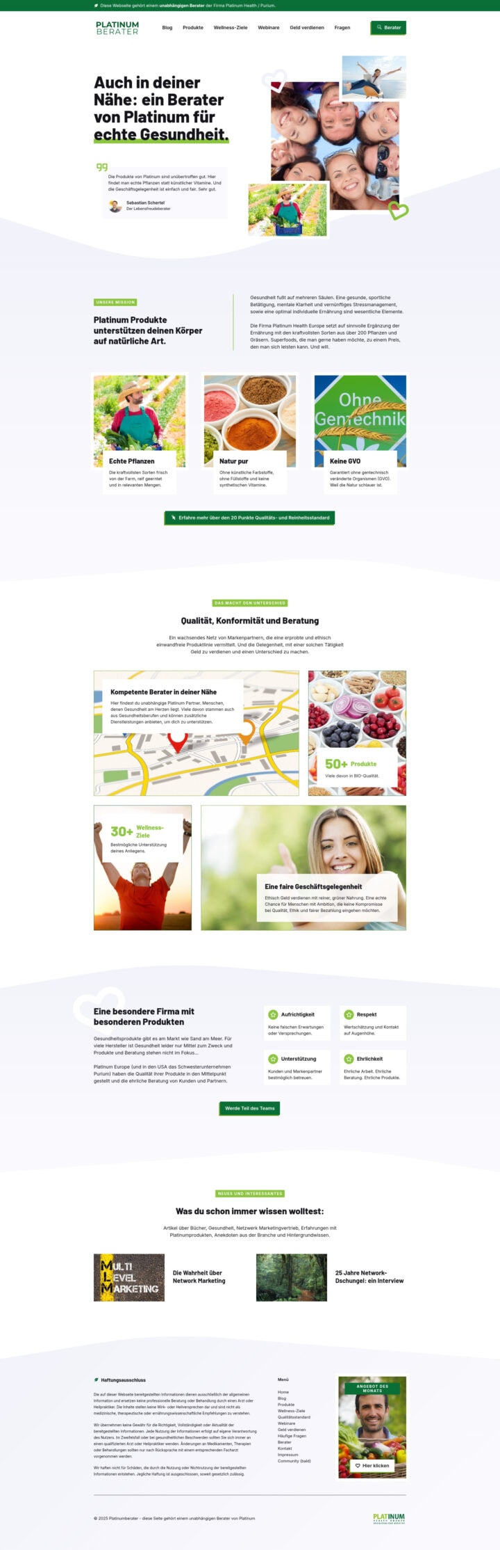 Platinum Berater für Gesundheit, Naturprodukte, Qualität, Beratung.