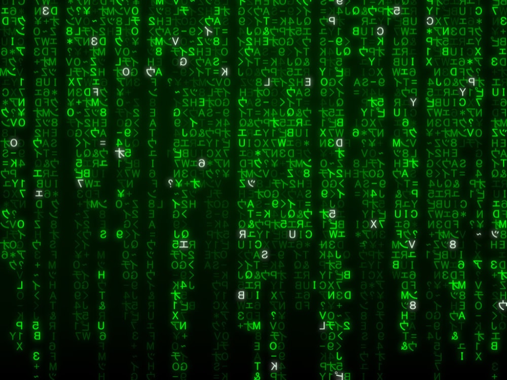 Grüne Matrix-Codes auf schwarzem Hintergrund