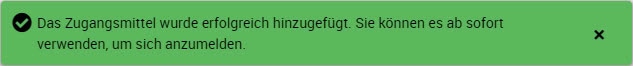 Zugang erfolgreich hinzugefügt und bereit zur Nutzung.