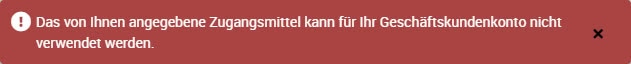 Zugangsproblem für Geschäftskundenkonto.